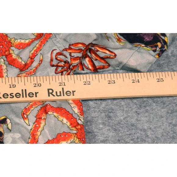 AK Aloha Co Mens XL King Crab Print Button Up Shirt Juneau Alaska Grey - Picture 5 of 7